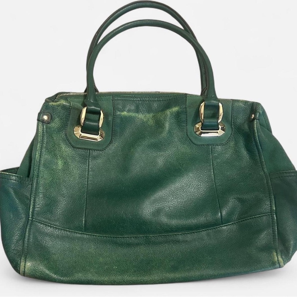 Elegant Green Leather Tote Bag